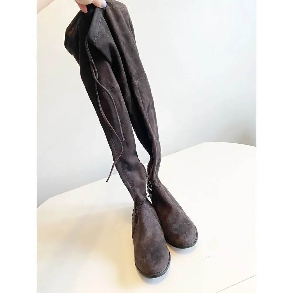 NWOT knee high faux suede brown boots