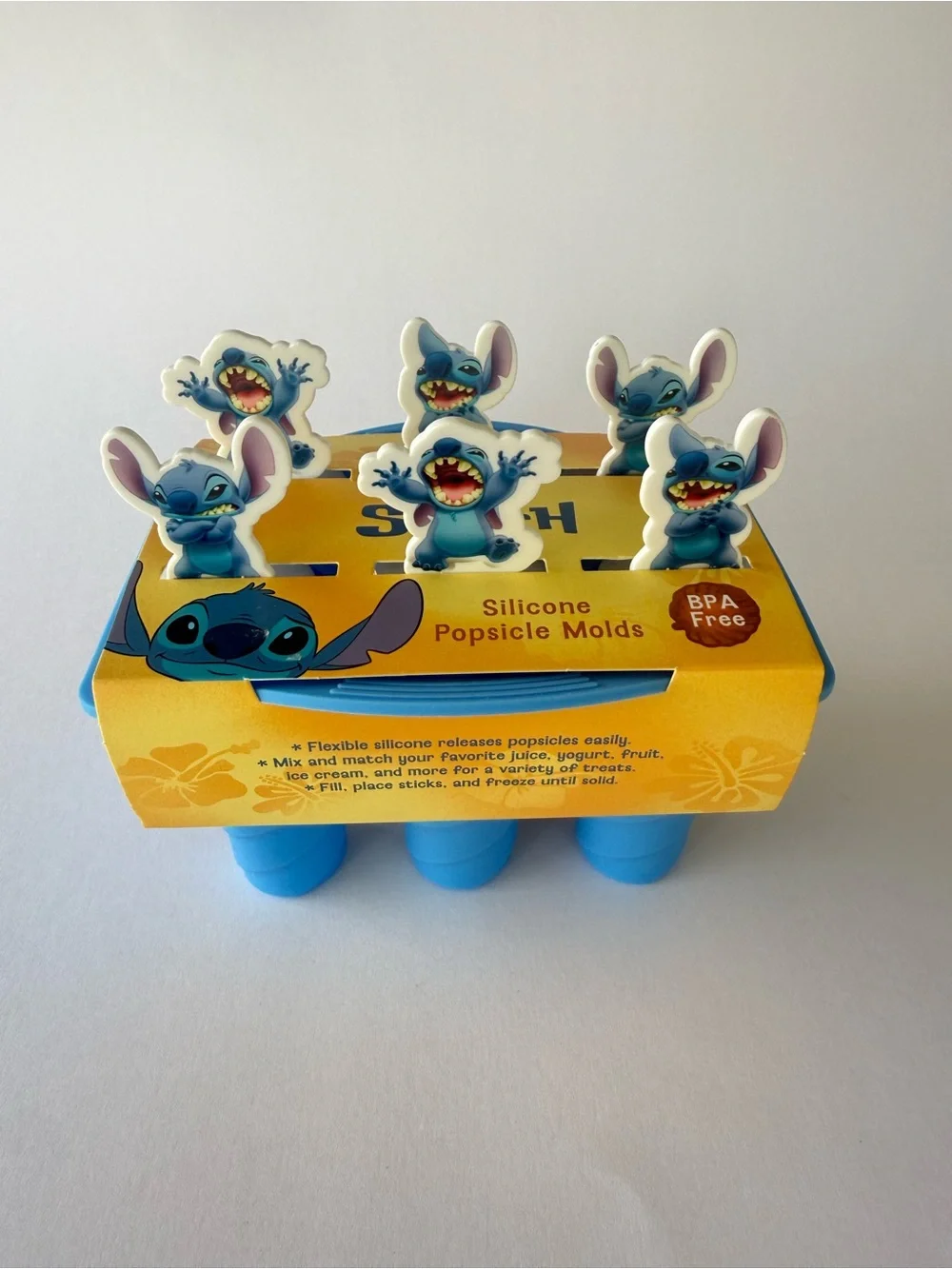 Disney Blue Stitch Silicone Popsicle Maker Set with Character Handles