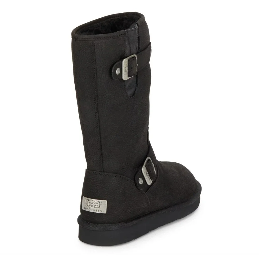 UGG‎ Australia Size 6 Black Sutter Kensington Moto Boots Water-resistant leather