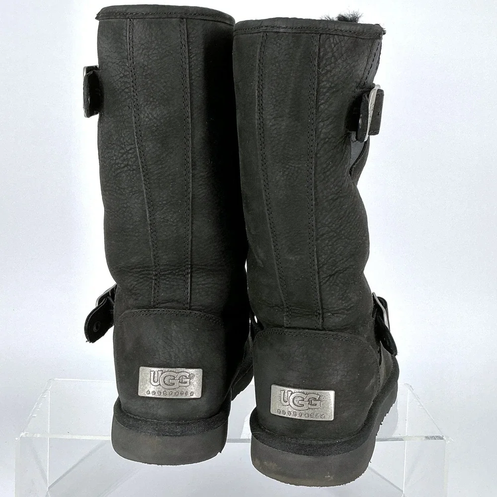 UGG‎ Australia Size 6 Black Sutter Kensington Moto Boots Water-resistant leather