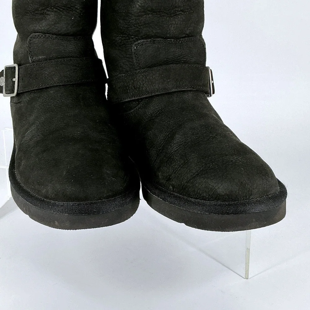 UGG‎ Australia Size 6 Black Sutter Kensington Moto Boots Water-resistant leather