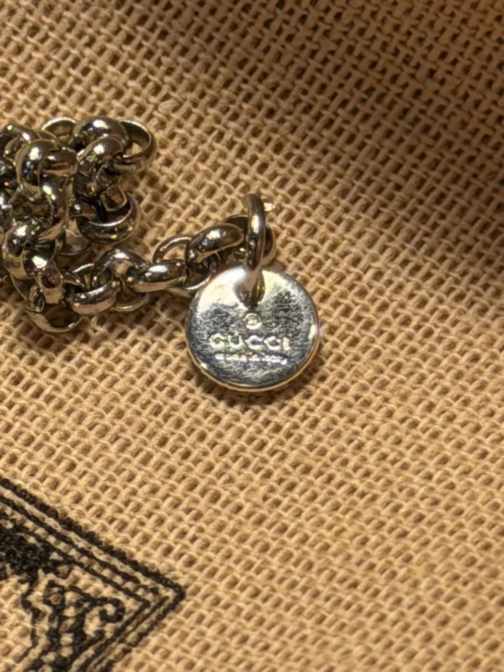 Gucci Silver GG Key Pendant Necklace