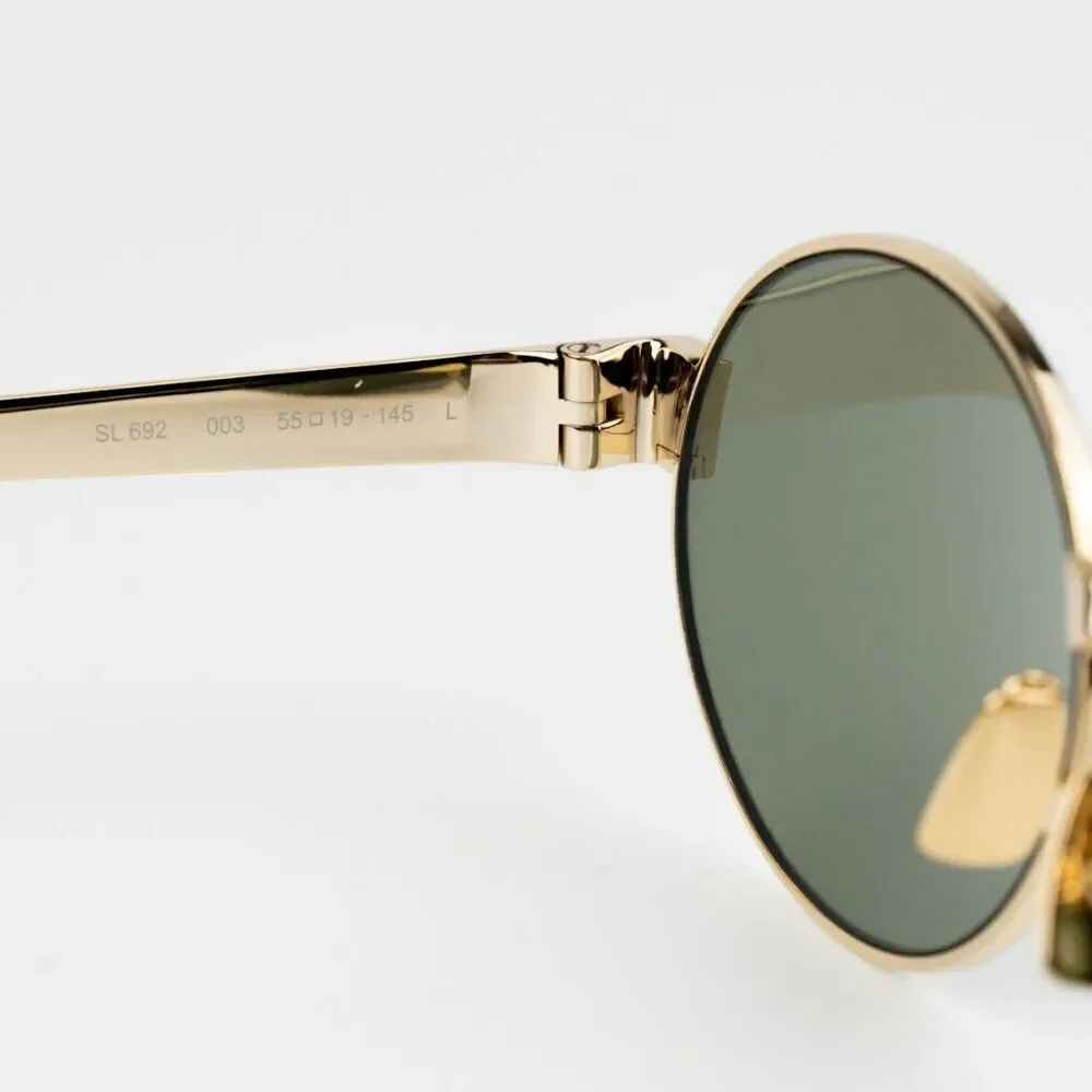 NEW Saint Laurent SL692 003 Gold Green Oval Men Sunglasses