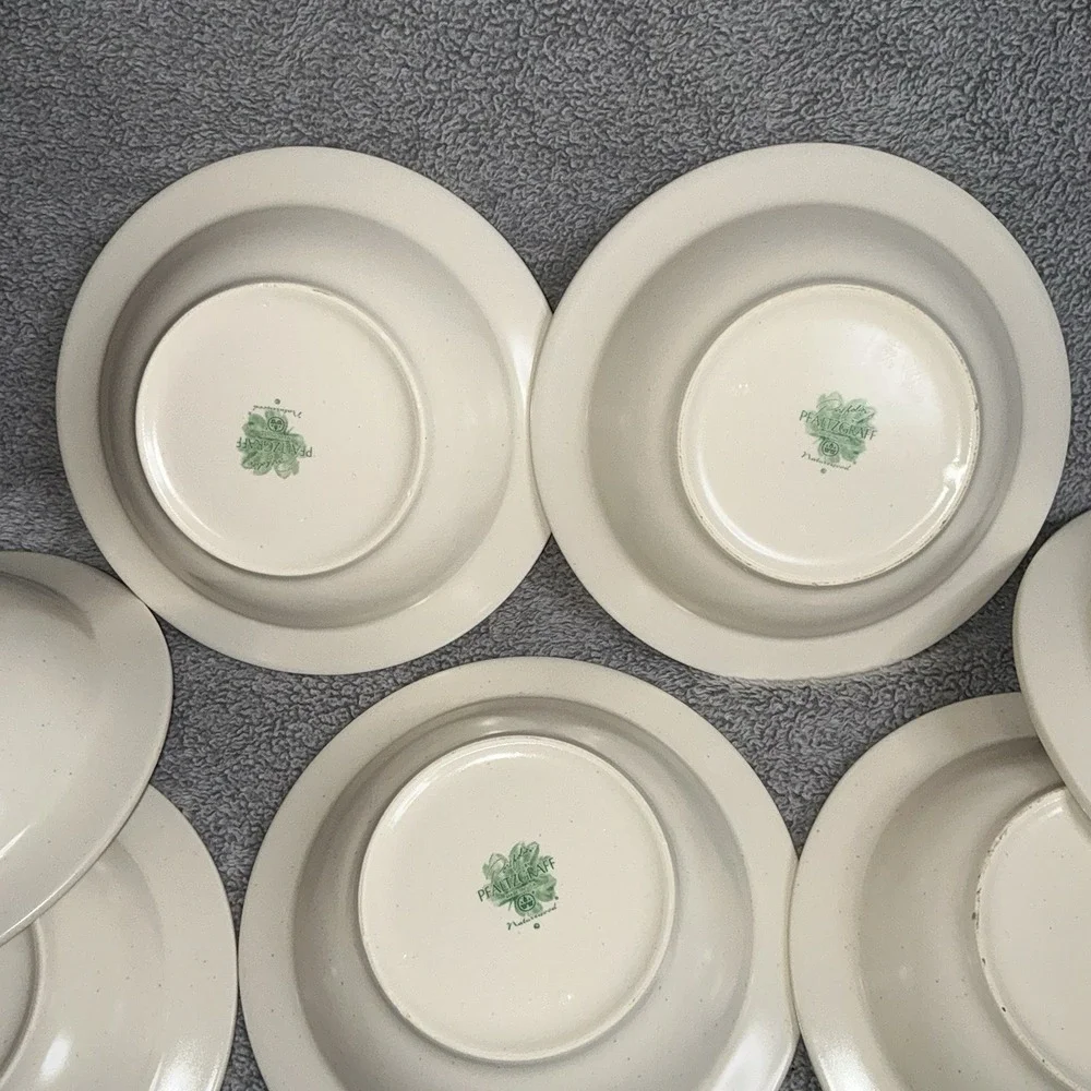 Pfaltzgraff Naturewood Set of 7 Stoneware Soup/Cereal Bowls Birdhouse‎