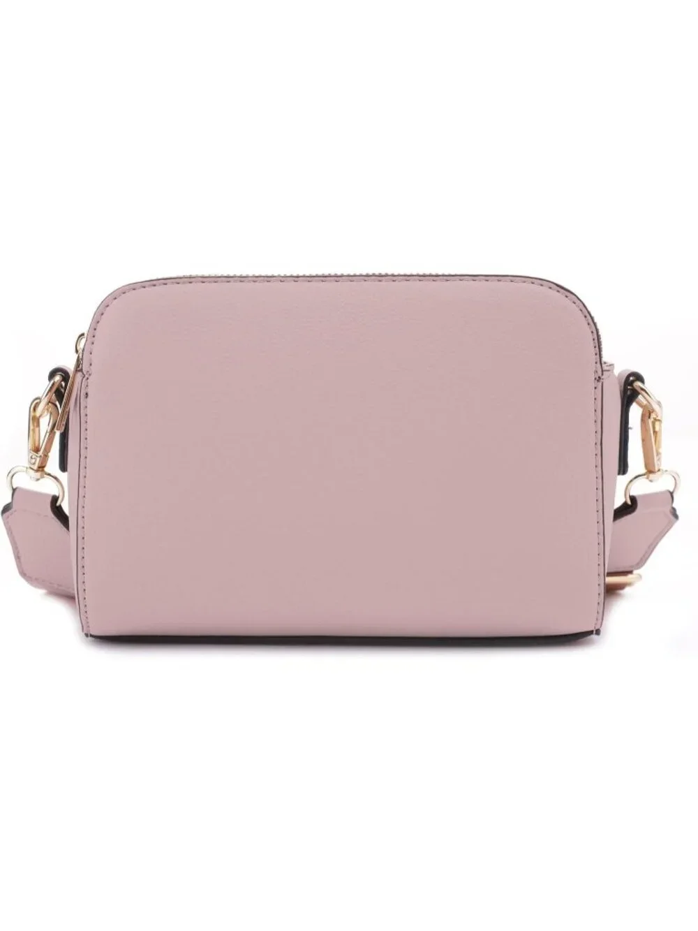 Women's Mauve Trendy Triple Zip Small Crossbody Bag Purse with Guitar Strap