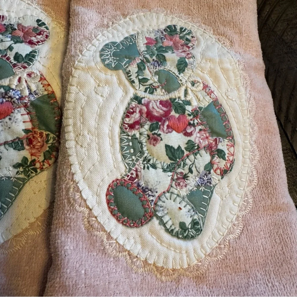 Vintage Sarah Lynn's American Country Inns Towels Bears Applique Set Of 3 ‎ New