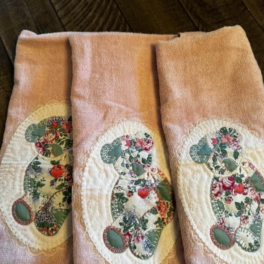 Vintage Sarah Lynn's American Country Inns Towels Bears Applique Set Of 3 ‎ New