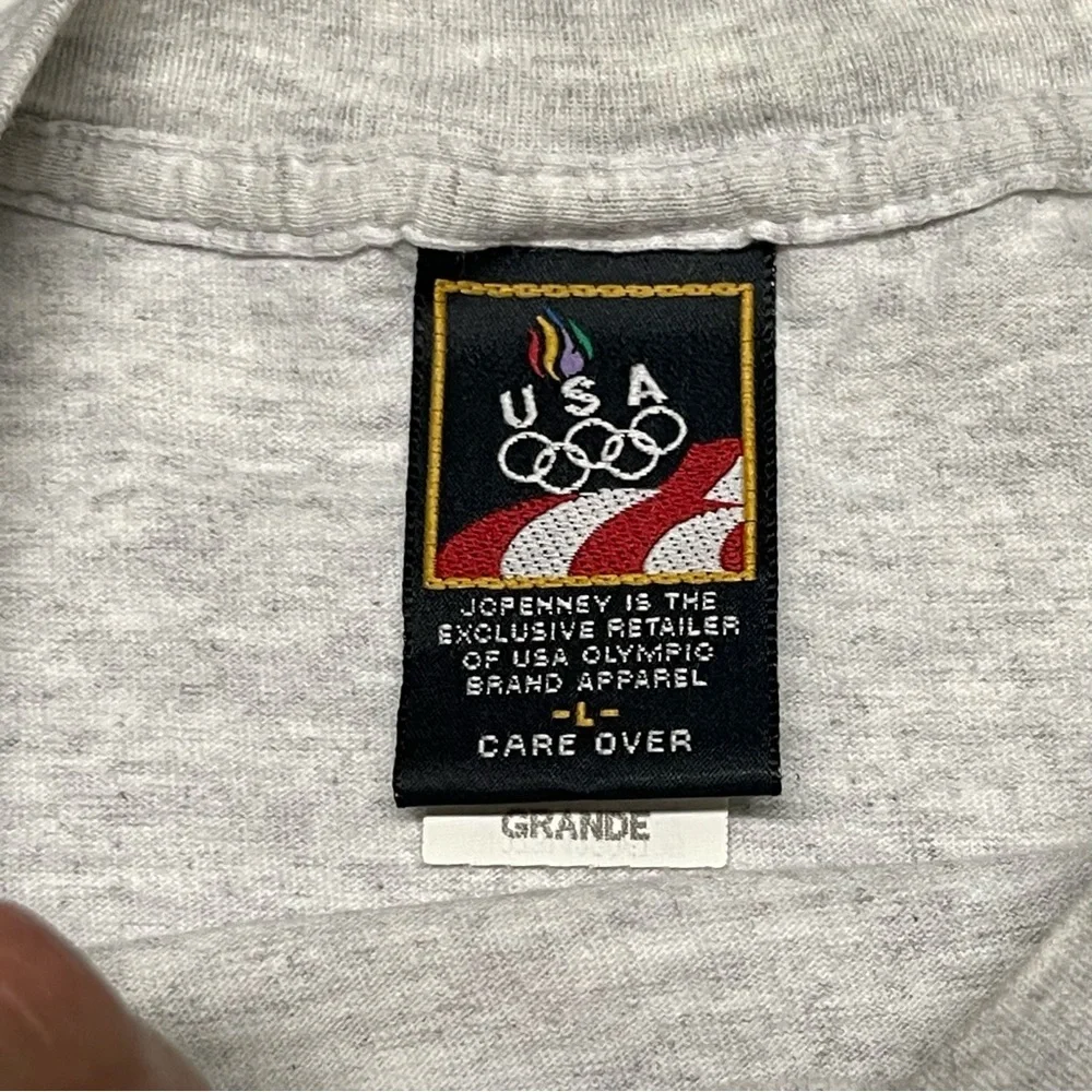 Vintage USA Olympics T-Shirt Men L Grey Short Sleeve Cotton Crew Neck JC Penny
