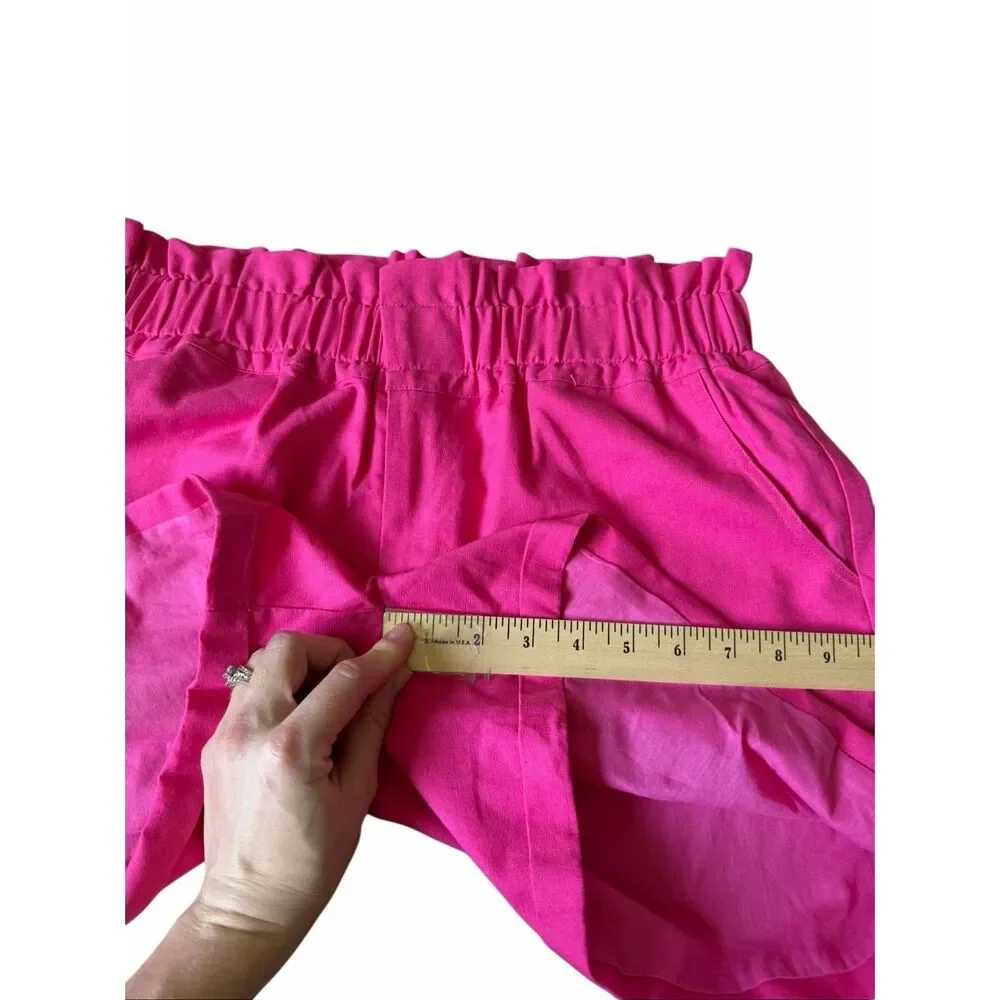 O.P.T Shorts NEW Paperbag Linen Blend Hot Pink Large