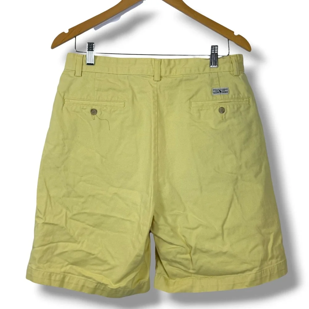 VIntage Polo Ralph Lauren Chino Shorts Mens 31 Yellow Pleated Front 100% Cotton