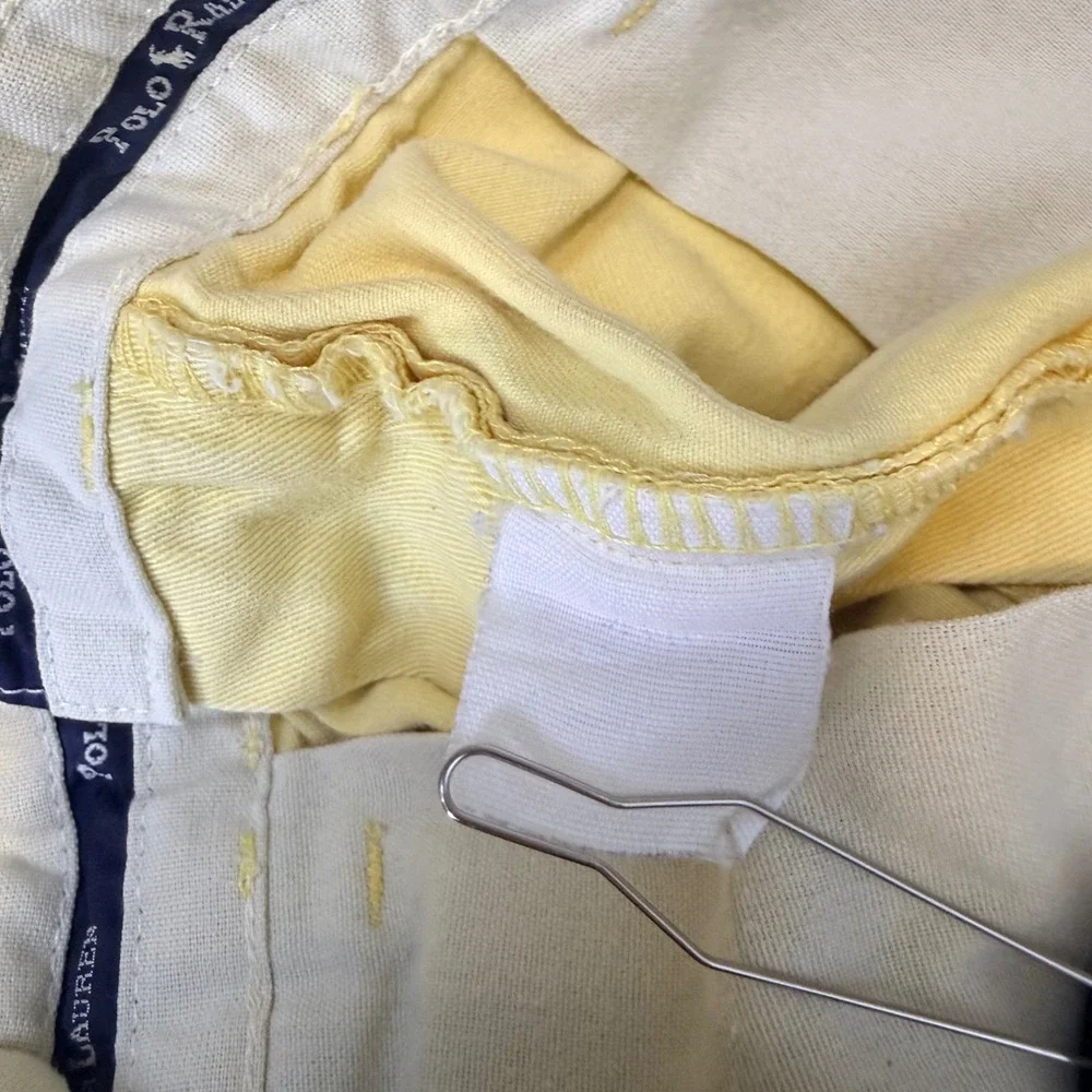 VIntage Polo Ralph Lauren Chino Shorts Mens 31 Yellow Pleated Front 100% Cotton