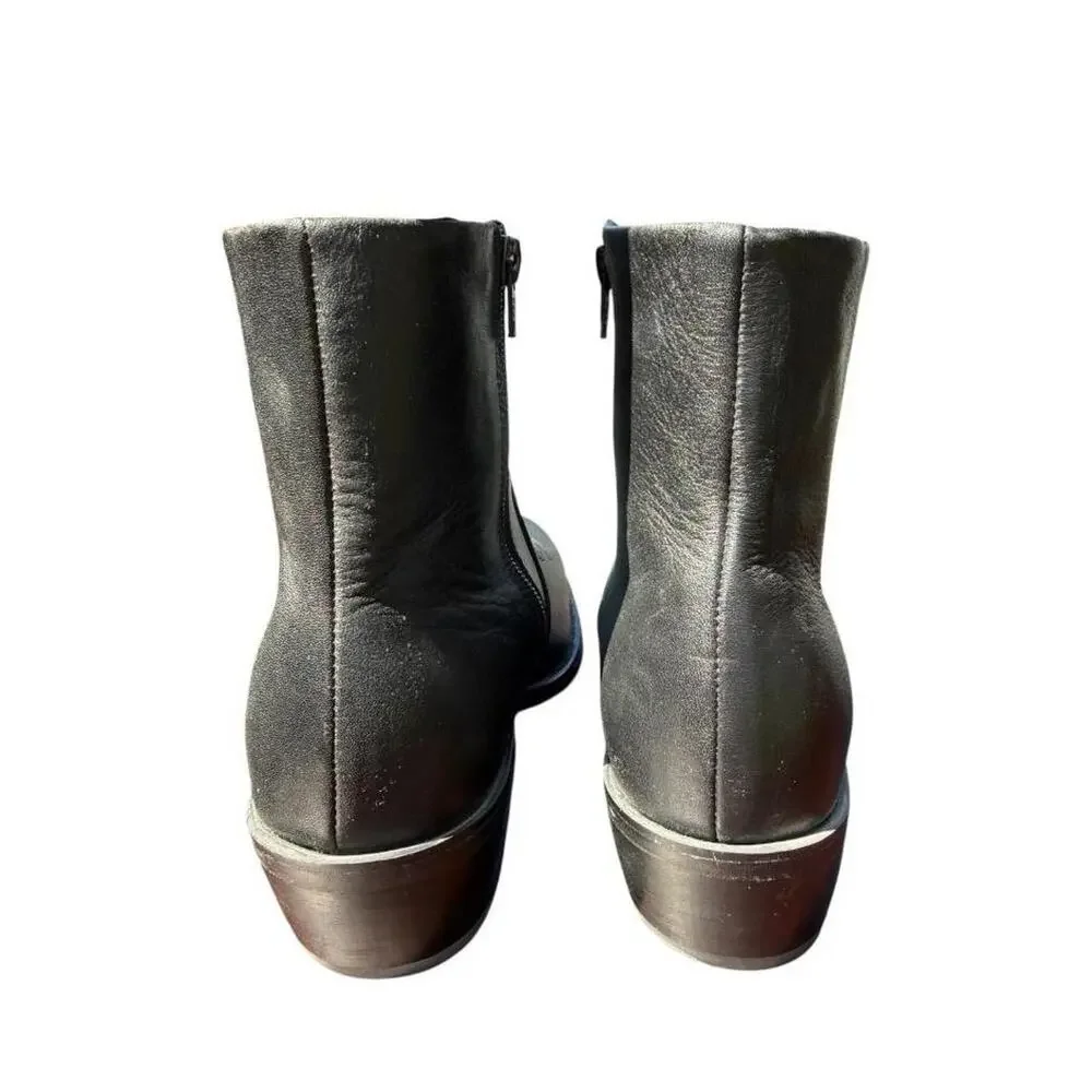 Durango Western Side Zip Dress Cowboy Boot Black Leather Men size 7.5 EE