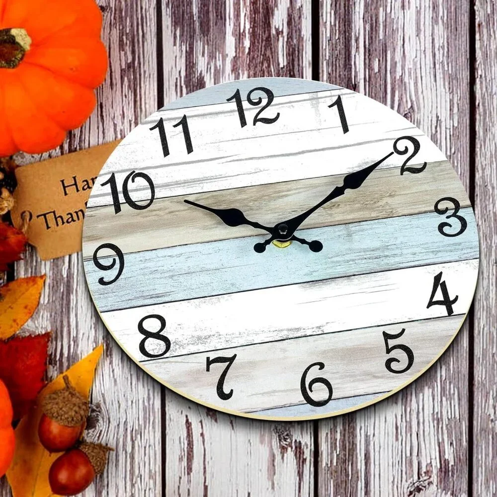 12-Inch Silent Non-Ticking Wall Clock - Stylish Rustic Decor for Every Room