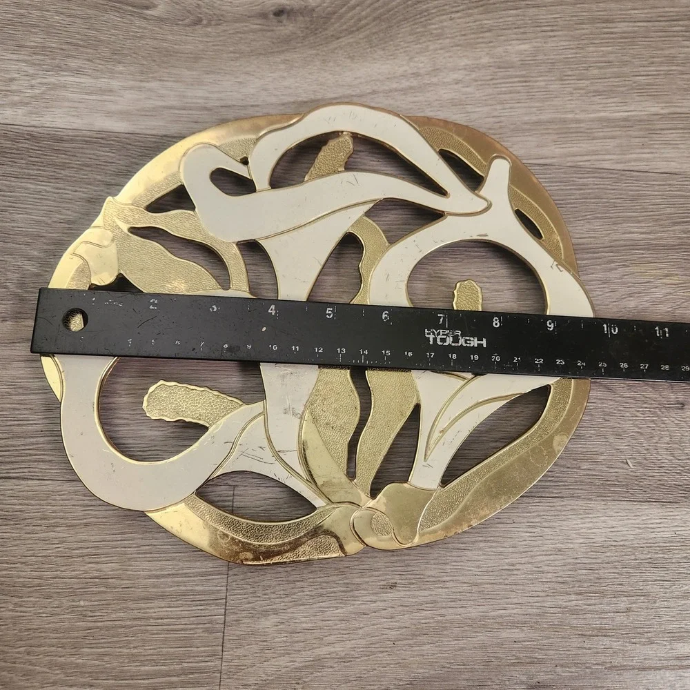 Vintage Gold White Calla Lily Trivet 9