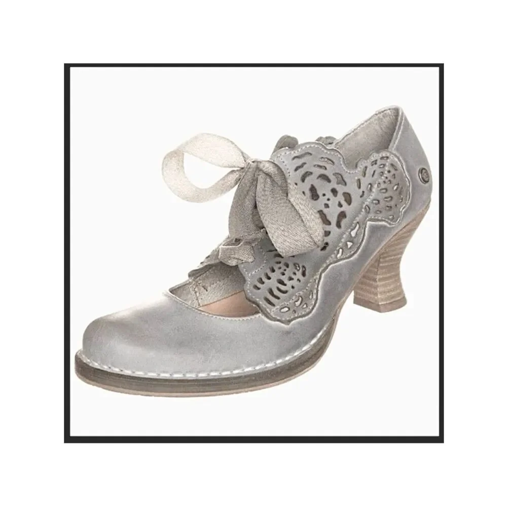 Neosens Taupe Rococo Lace-Up Ribbon Heels size 37 / US 6.5