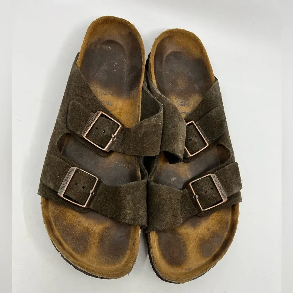 Birkenstock Arizona Dark Brown Suede Sandals Slide EU42 US W 11 M 9 Narrow Width