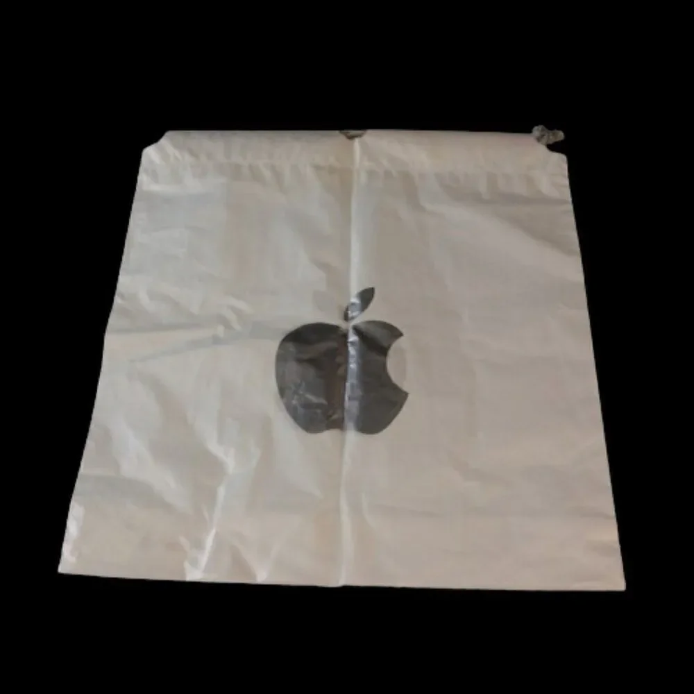 Genuine Apple Silver Logo Store Plastic Drawstring Bag