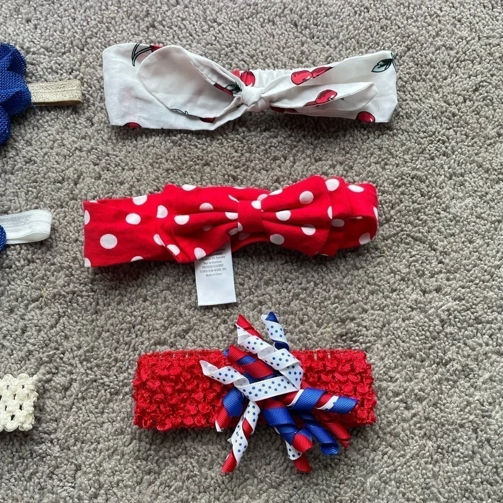 Set Of 6 Red White Blue Patriotic Inspired Infant Toddler Girls Headbands