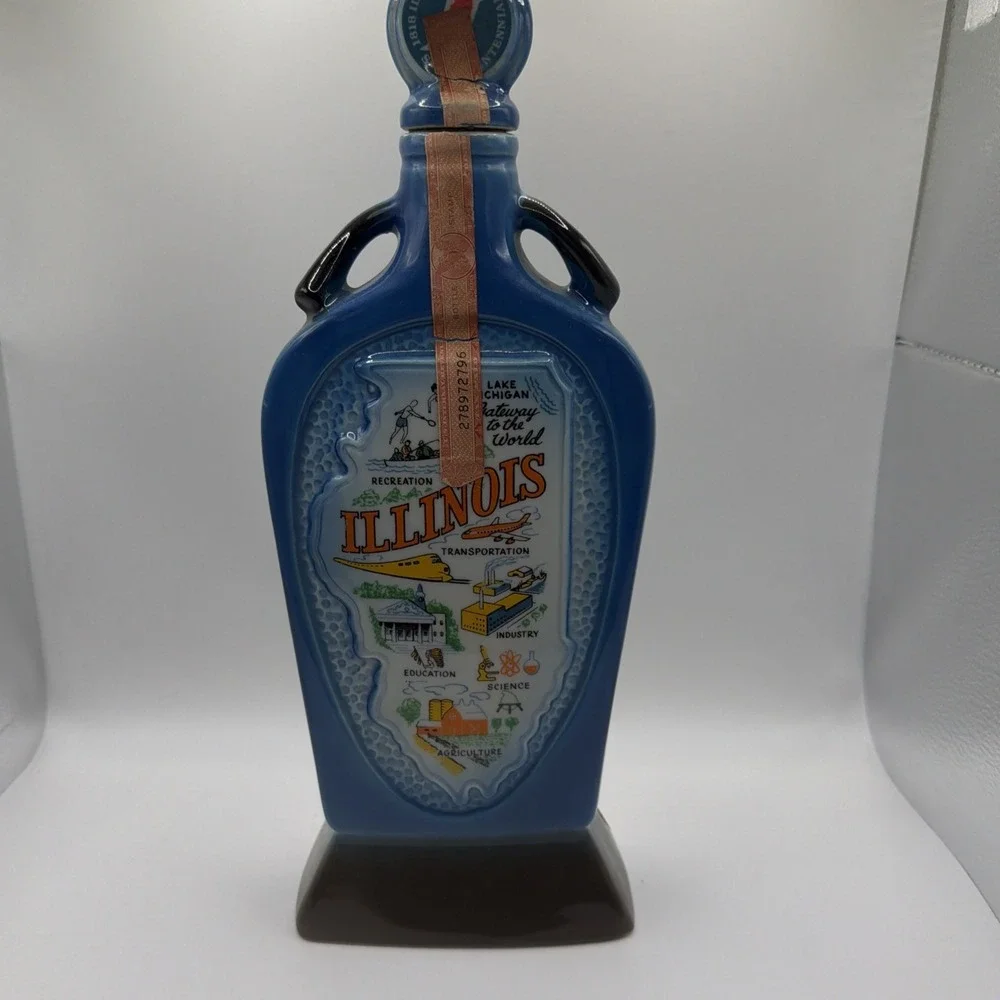 Vintage 1968 Jim Beam Illinois Sesquicentennial EMPTY Decanter Bottle 1818-1968‎