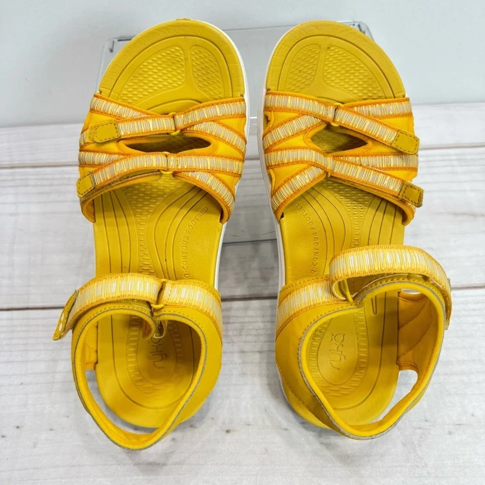 Ryka Yellow Savannah Sport Sandals Contoured Footbed Comfort Arch Support