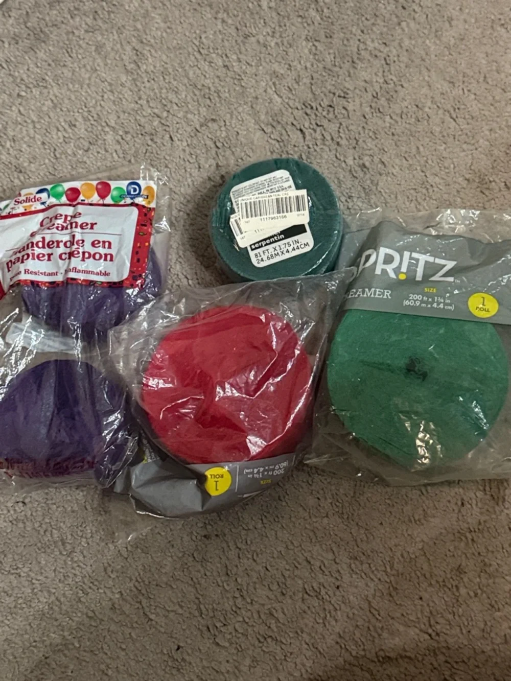 Colorful Crepe Paper Streamers-Set of 5!