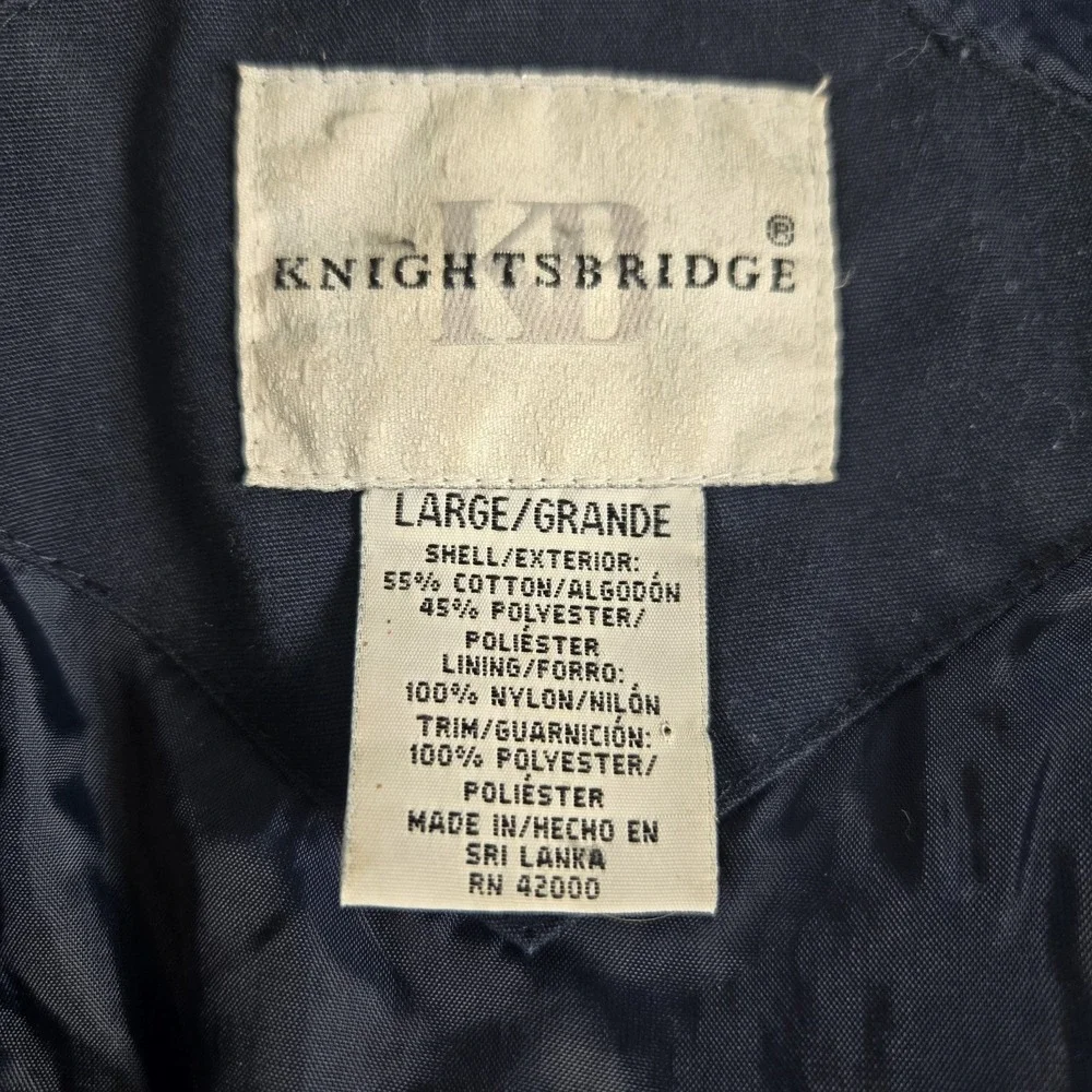 Knightsbridge Vintage Bomber Jacket Mens Large Navy Zip Snap Cotton