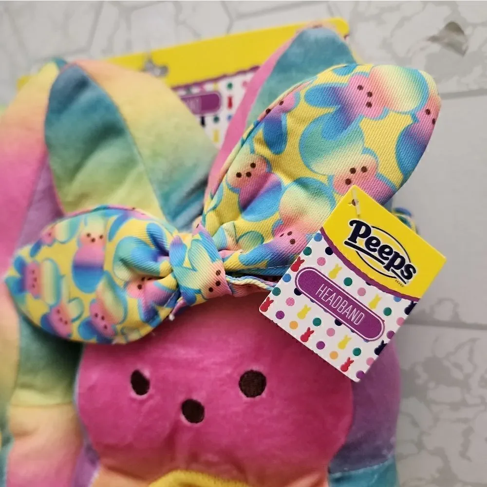 New Kids Easter Peeps Plush Bunny Rainbow Slippers, Size M 13-1