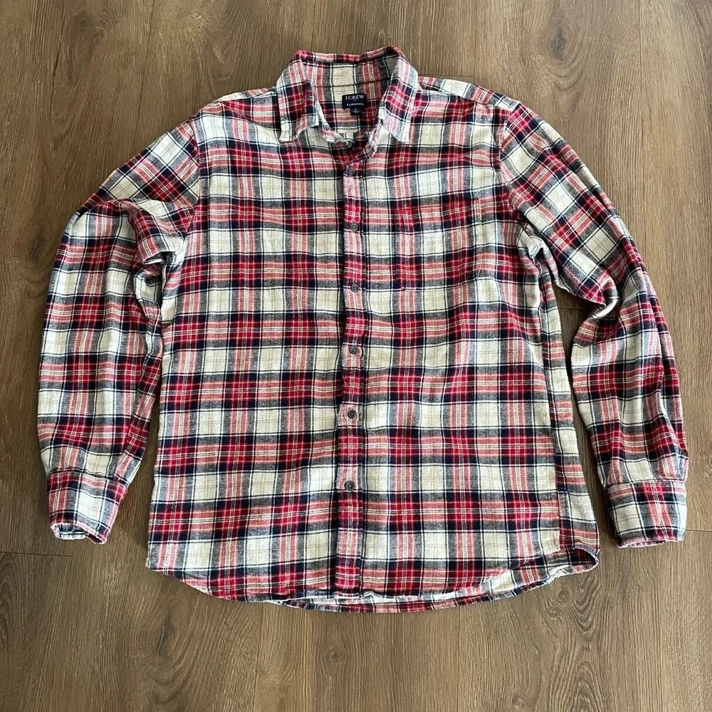 J.Crew Mens Large Flannel Shirt Plaid Button‎ Up Long Sleeve Lumberjack Grunge