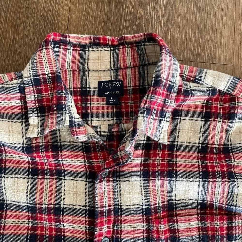 J.Crew Mens Large Flannel Shirt Plaid Button‎ Up Long Sleeve Lumberjack Grunge