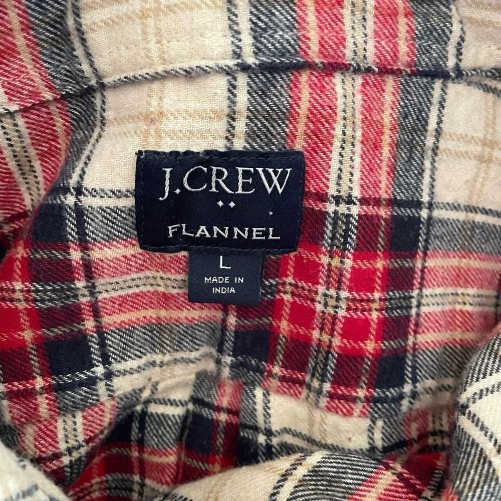 J.Crew Mens Large Flannel Shirt Plaid Button‎ Up Long Sleeve Lumberjack Grunge