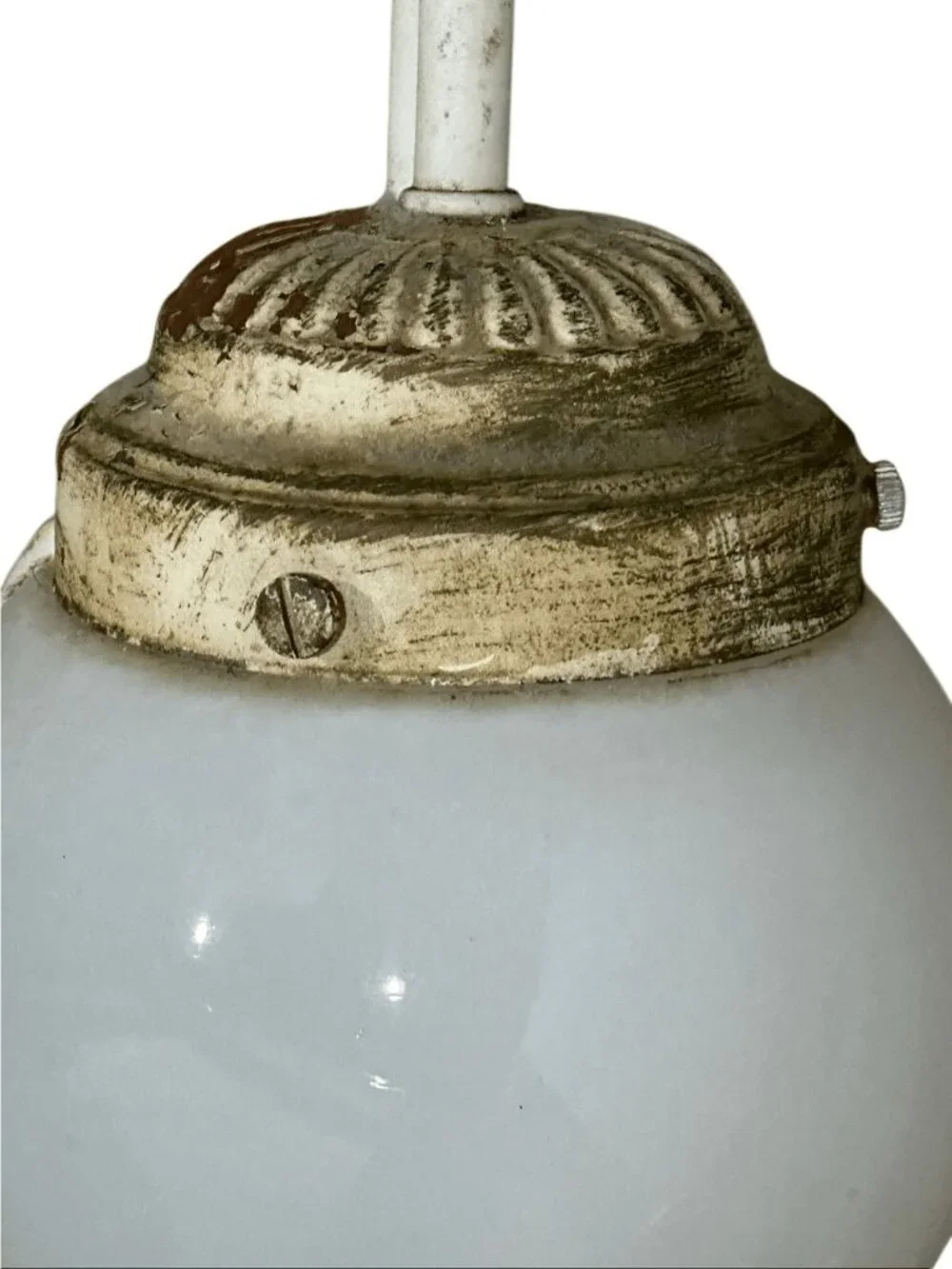 Vintage Tole Style Milk Glass Globe Metal Painted Wall Sconce