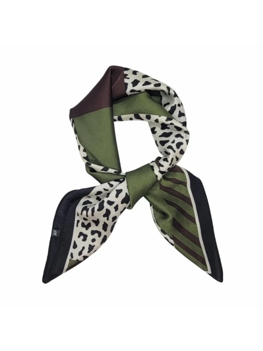 ✨Elegant Bandana Square Silky Scarf BLACK Green Animal Print Versatile Shawl New