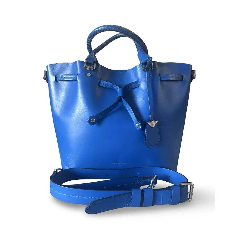 Michael Kors Rare Blakely Grecian Blue Leather suede Bucket Bag