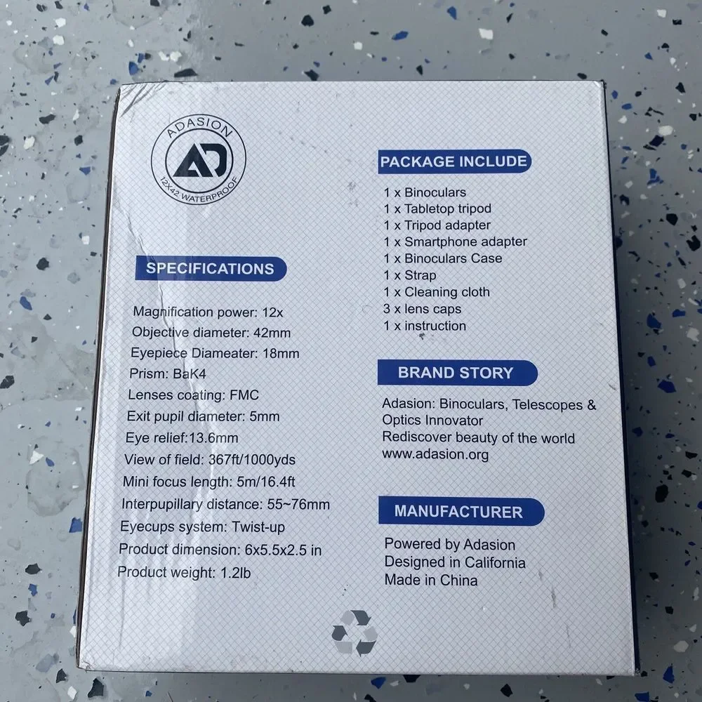 Adasion‎ 12x56 HD Photography Monocular. IPX7 Waterproof. New/Open box.