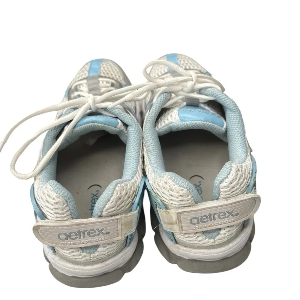 Aetrex Womens Athletic Shoe White Q562 Lace Up Sz 8.5 Sneaker Adjustable Fit EUC