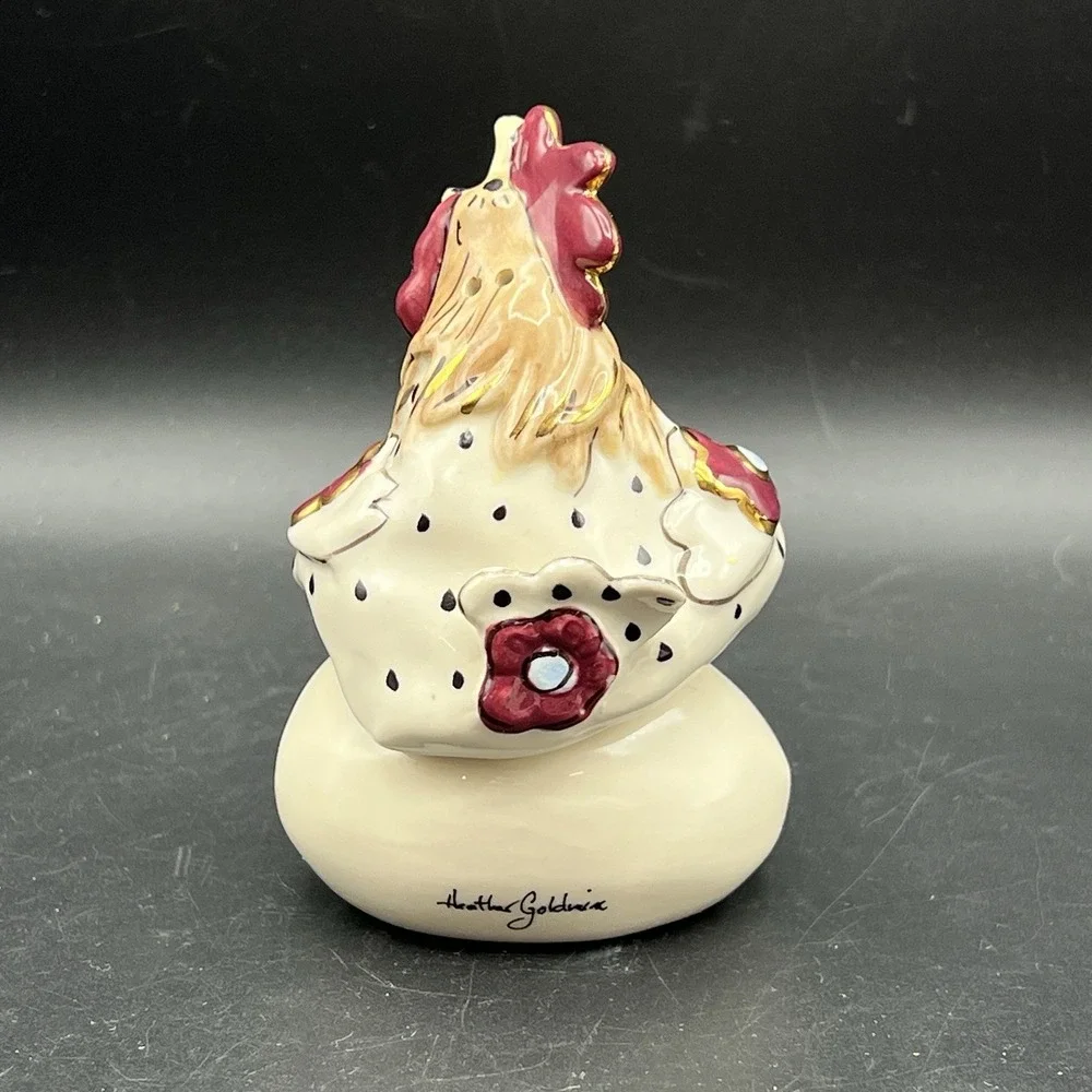BlueSky Clay Heather Goldminc Whimsical Rooster & Egg Salt and Pepper Shaker Set