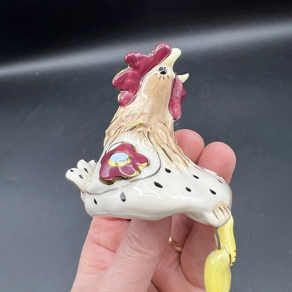 BlueSky Clay Heather Goldminc Whimsical Rooster & Egg Salt and Pepper Shaker Set