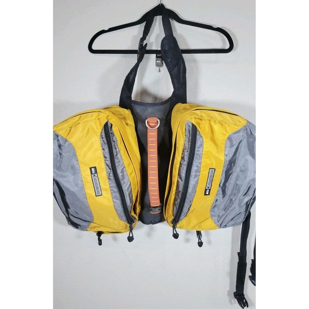 REI Adventure Dog Backpack Harness‎ Yellow Gray Pack Size Large L