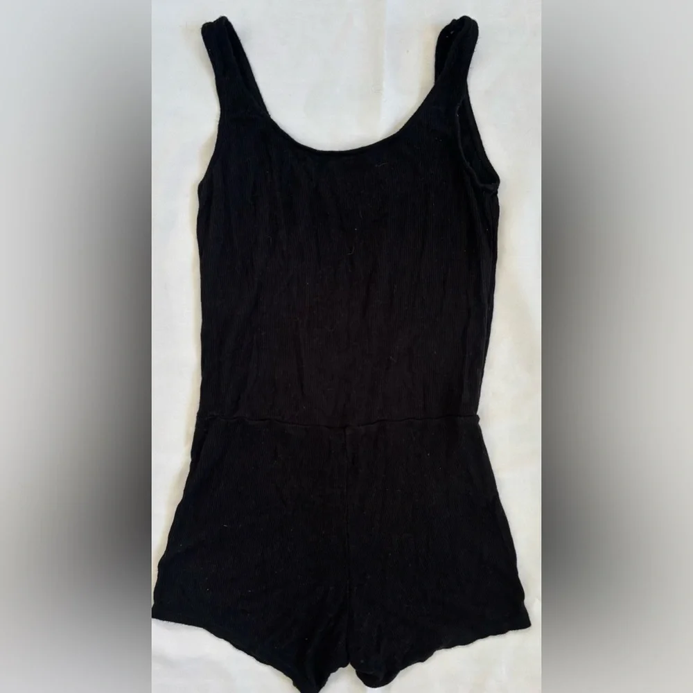 Women’s Ribbed Boyshort Bodysuit in Classic Black Sz M
