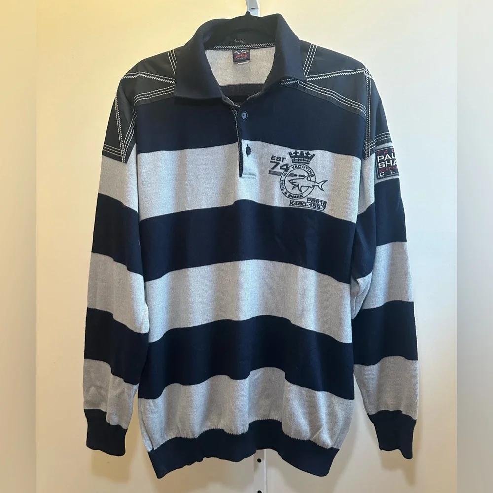 Paul & Shark Yachting 100% Wool Paneled Sweater - XXL - Made in Italy