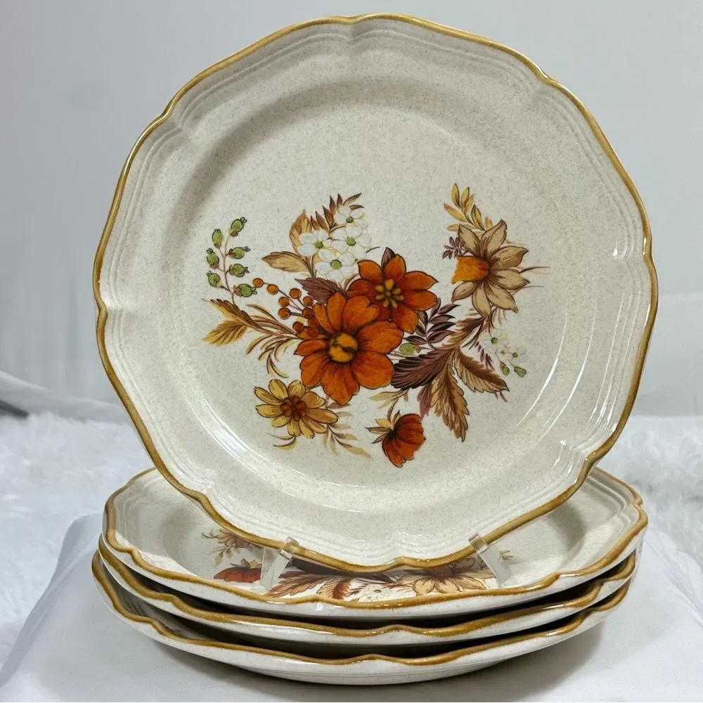 4 VTG Mikasa Garden Club Harvest Bouquet Dinner Plates 10,75” 455 Made In Japan