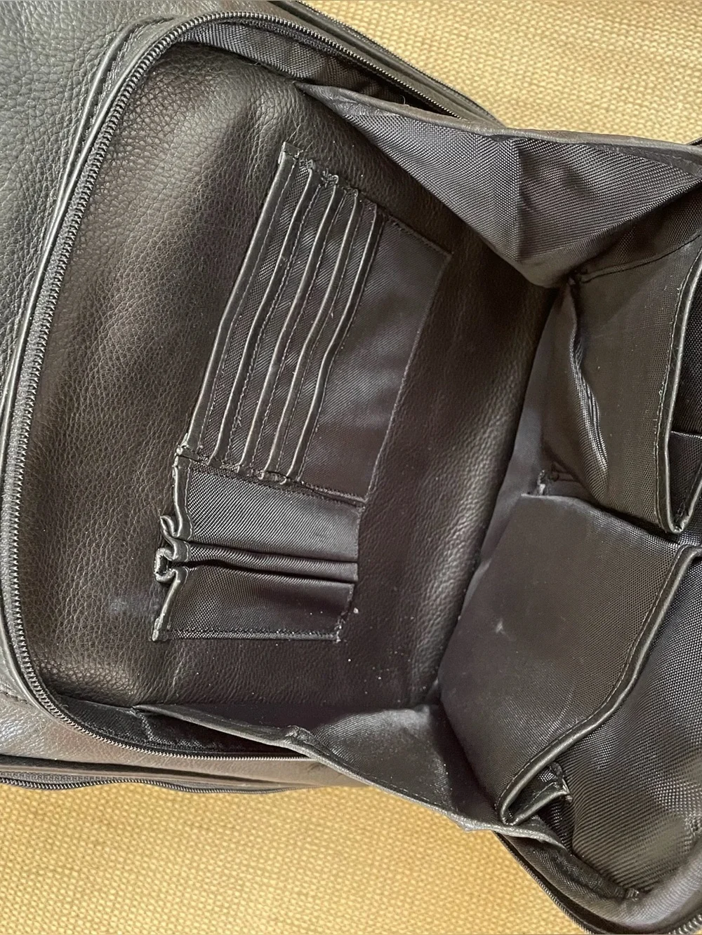 Vintage Black pebbled leather backpack purse