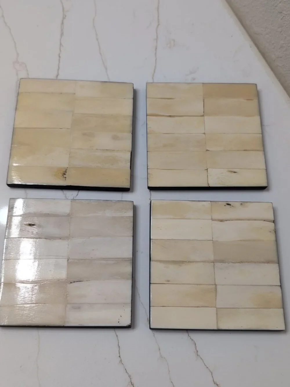 Pier 1  Imports Set Of 4 Square Bone Coasters in Original Box Made In India