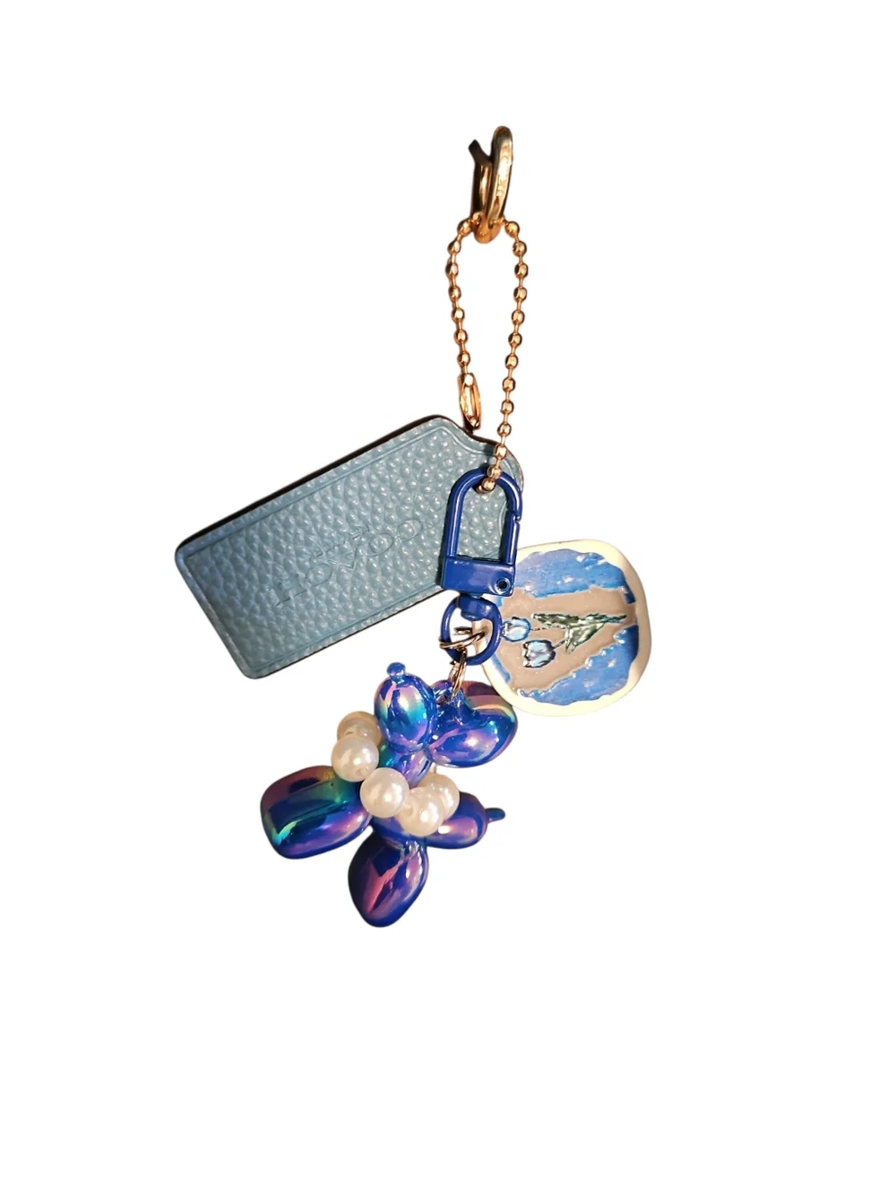 Coach Scout Hobo Bag in Steel Blue Pebbled Leather | Gold Hardware + Charm