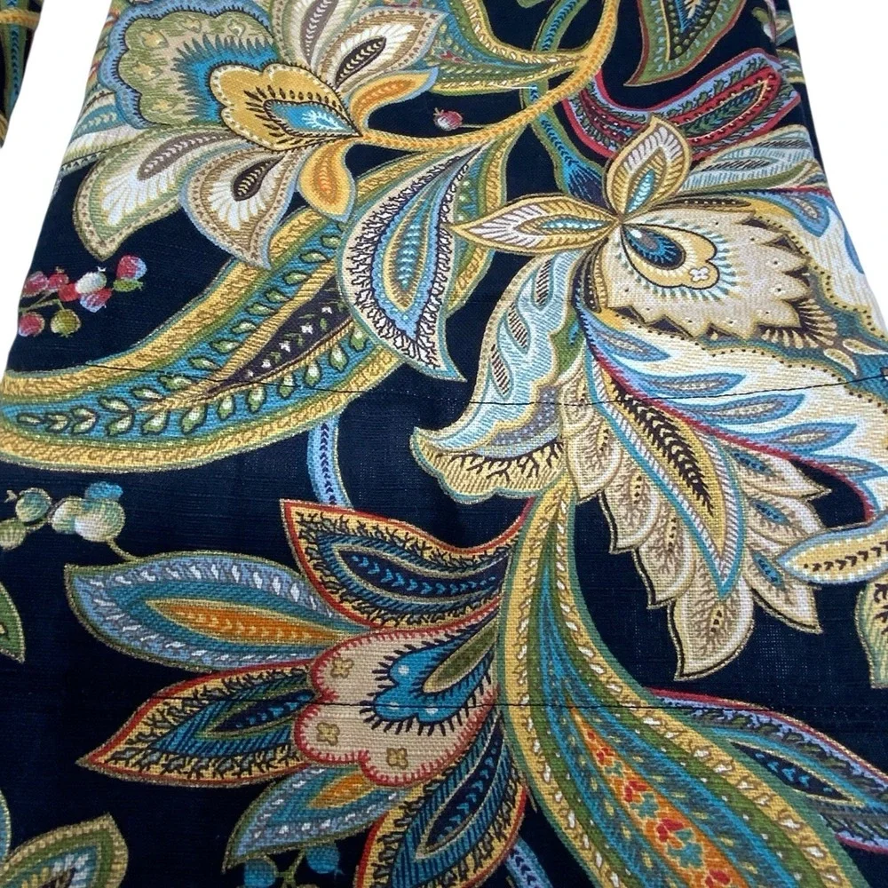 Biltmore Belk Floral Paisley Window Valances Set of 2 Black Multi Cotton Blend