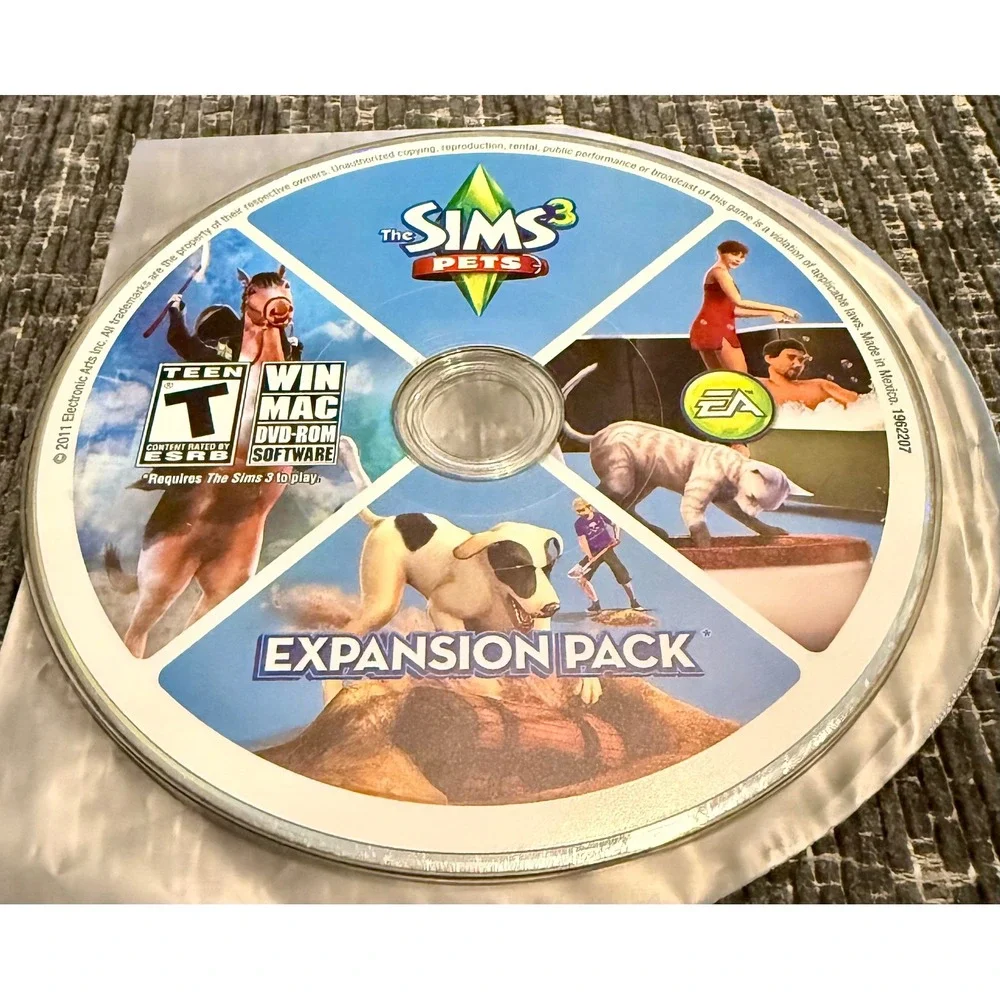 The Sims 3 Pets PC Mac Expansion Pack Disc Blue Good Condition