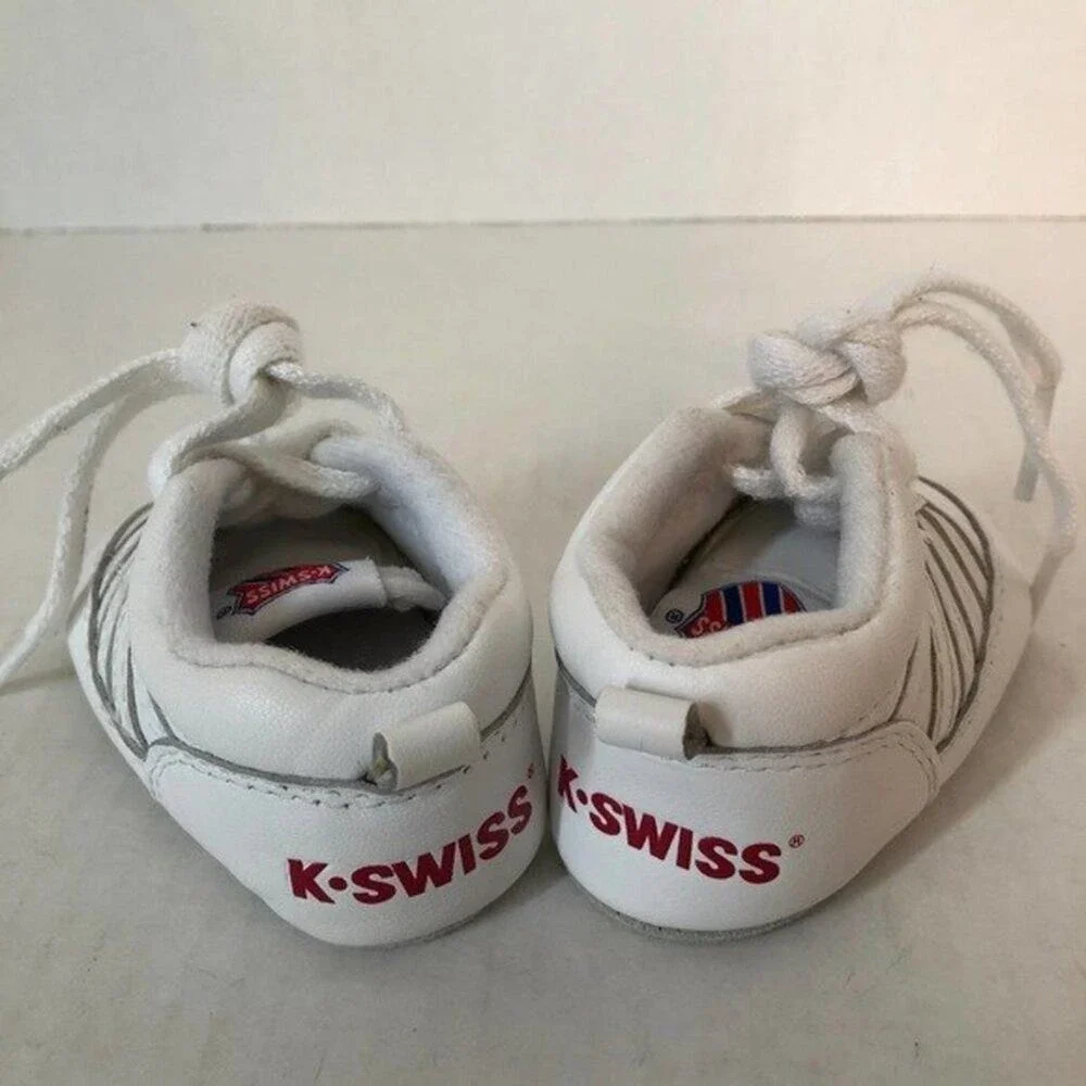 K-SWISS Classic Crib Shoes Infant 1 White Leather Lace Up Sneakers 178223 K-26