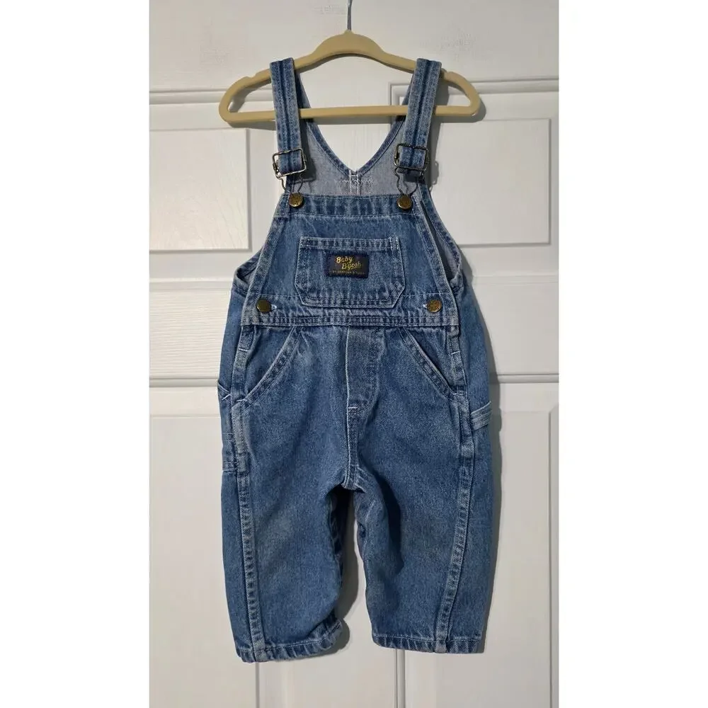 Oshkosh B'Gosh Denim Jeans Bib Overalls Coveralls 12 mos Carpenter