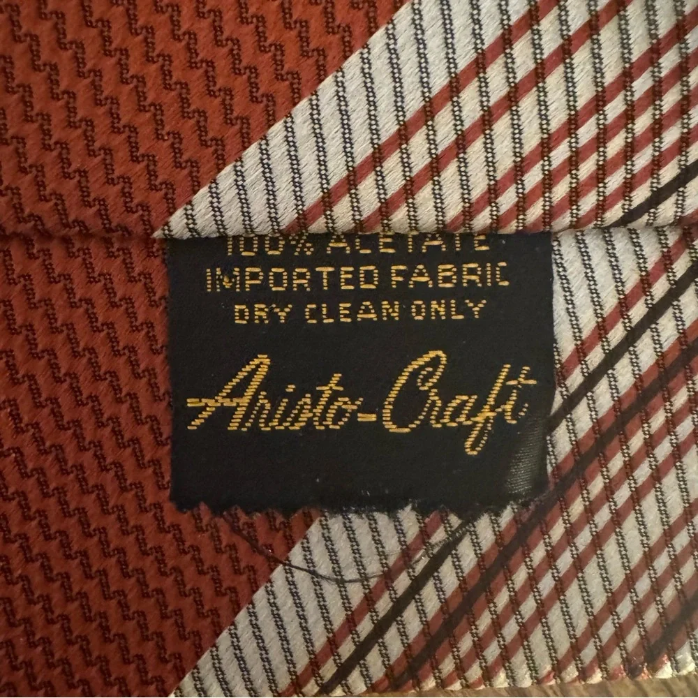 Aristo-Craft Vintage Wide Blade Tie Burnt Orange Stripe Retro 70s Mens Necktie‎