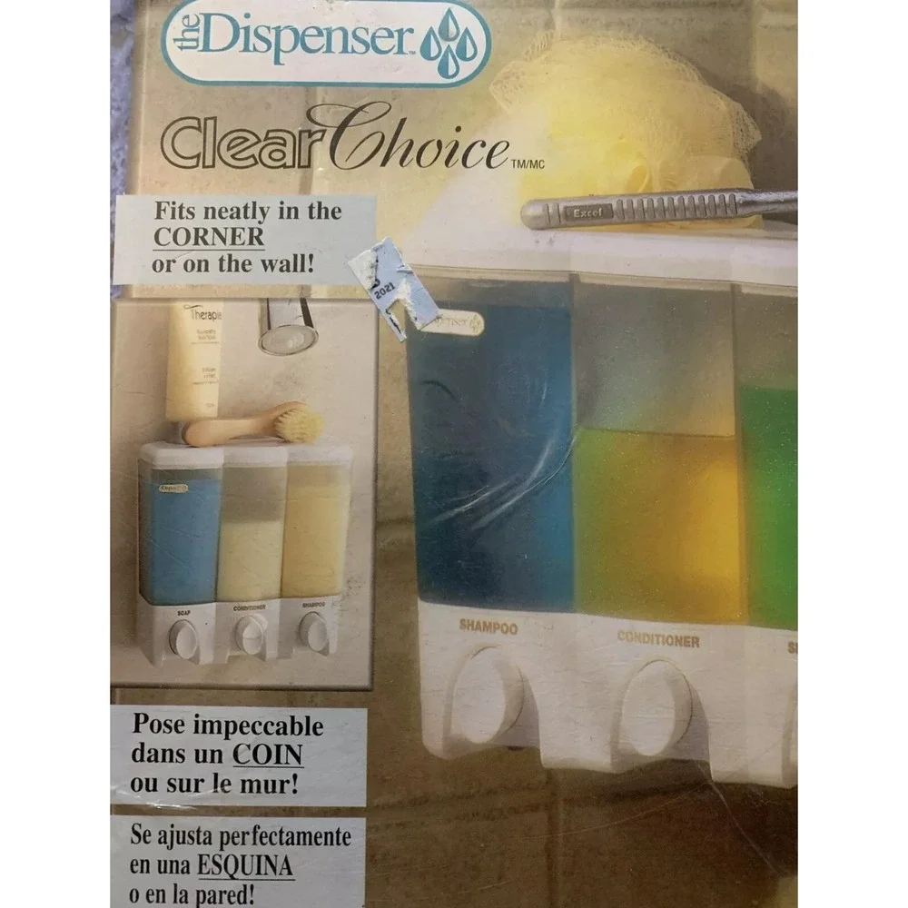Shower Shampoo Soap Organizer The Dispenser Clear Choice 3-Section Bathroom Sink